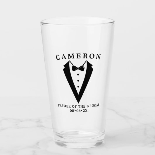 Verre Mariage Tuxedo Père Personnalisé De La Salle (Devant)