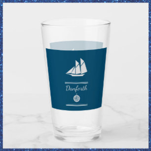 Verre Marine bleu et blanc Nautique
