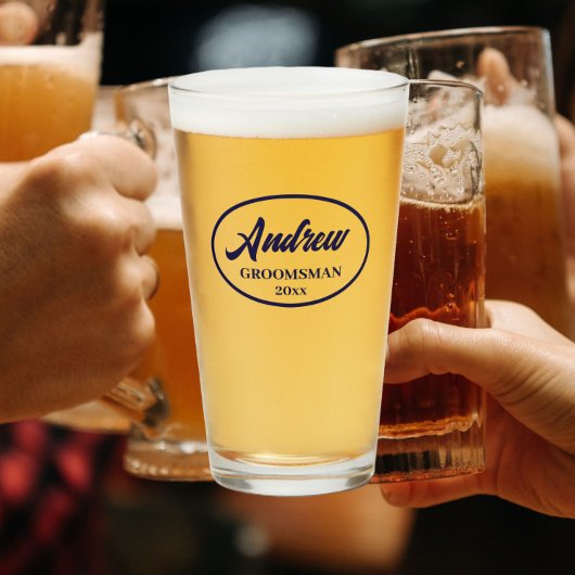 Verre Marine Blue Stylisé Mariage Groomsman