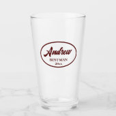 Verre Maroon Stylisé Nom Mariage Best Man (Devant)