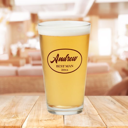 Verre Maroon Stylisé Nom Mariage Best Man