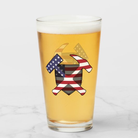 Verre Marteau de rock du géologue avec drapeau américain (Devant (rempli))