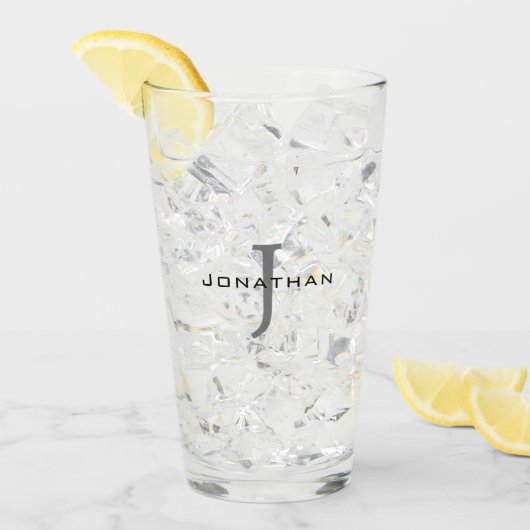 Verre Masculine noir et blanc initial + nom Monogramme (Devant glace)
