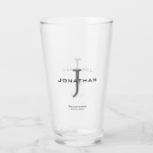 Verre Masculine noir et blanc initial + nom Monogramme (Devant)