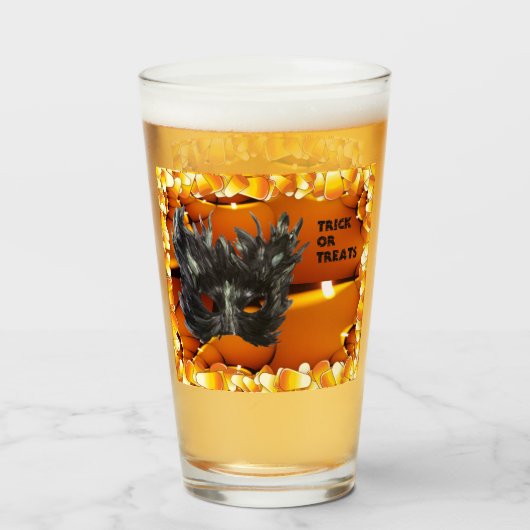 Verre Masque d'Halloween noir effrayant (Devant (rempli))