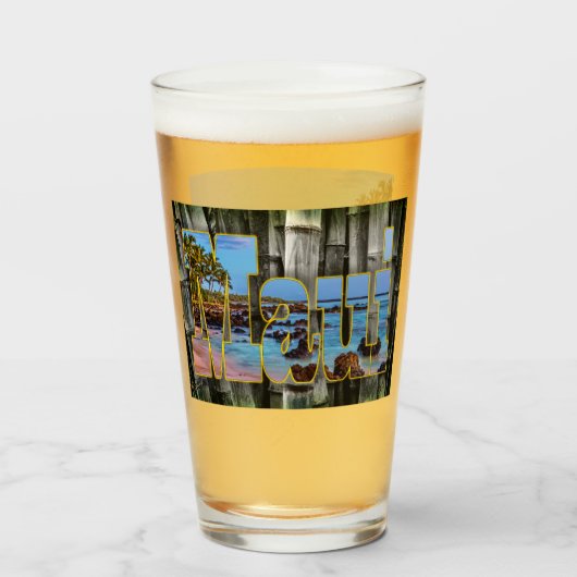 Verre Maui graphismes et Lava Rocks à Dusk, Beer Glass (Devant (rempli))