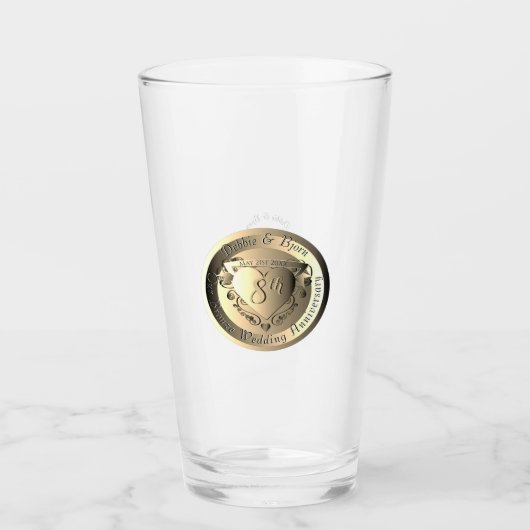 Verre Médaillon de bronze du 8e anniversaire du Mariage (Devant)