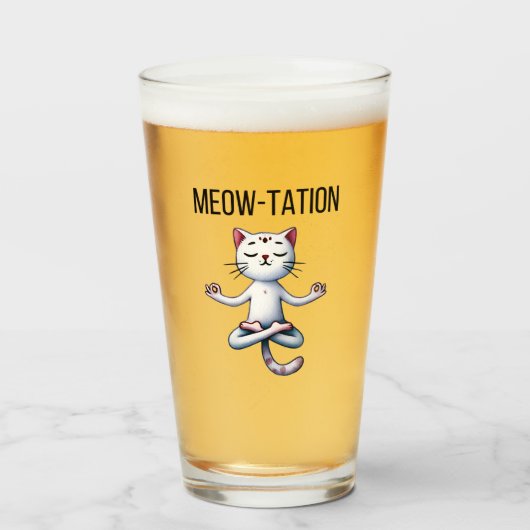 Verre Méditation drôle de chats (Devant (rempli))