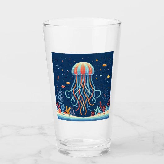 Verre méduse marine/plage/côtière (Devant)