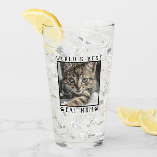 Verre Meilleur Chat Maman Empreintes de pattes Monde Cad (Devant glace)