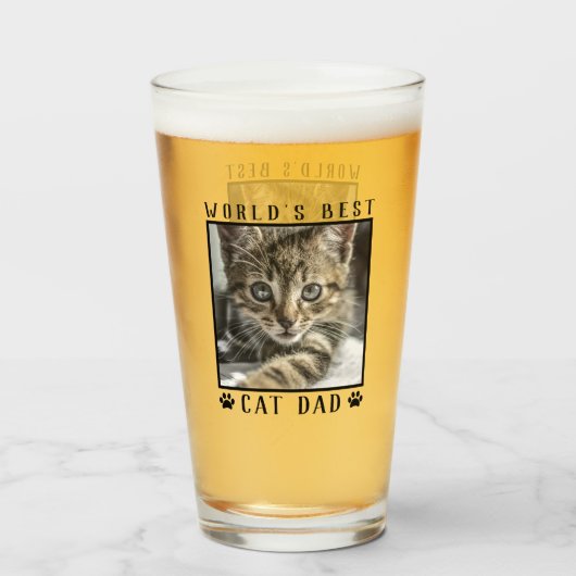 Verre Meilleur Chat Papa Empreintes de pattes du monde C (Devant (rempli))