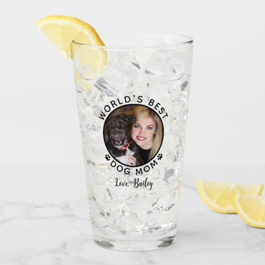 Verre Meilleur Chien Maman Empreintes de pattes Animaux  (Devant glace)