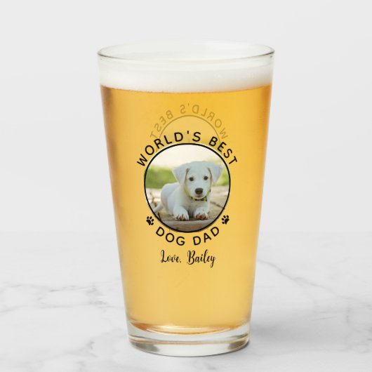 Verre Meilleur chien papa Empreintes de pattes du monde  (Devant (rempli))