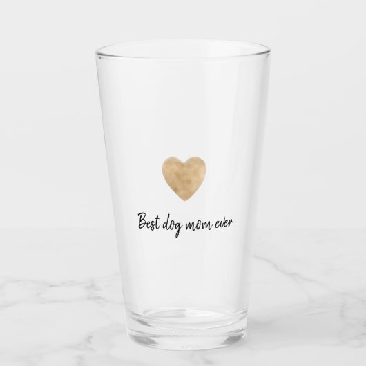 Verre Meilleur Coeur d'or de maman de chien (Devant)