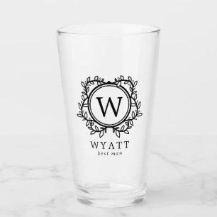 Verre Meilleur homme au monogramme de Wreath