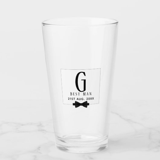 Verre Meilleur homme Groomsman Monogrammed Bow Cravate M (Devant)