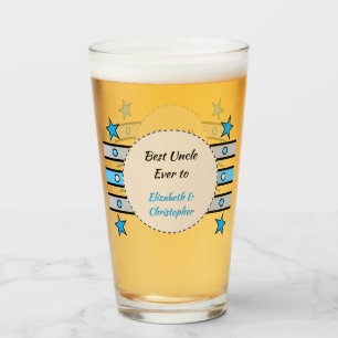 Verre Meilleur Oncle on t'aime noms étoiles bleu bière