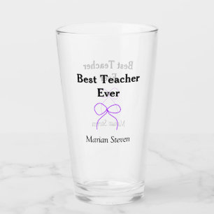 Verre Meilleur professeur jamais ruban violet nom appréc
