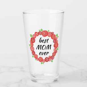 Verre Meilleure maman jamais couronne de roses rouges pr