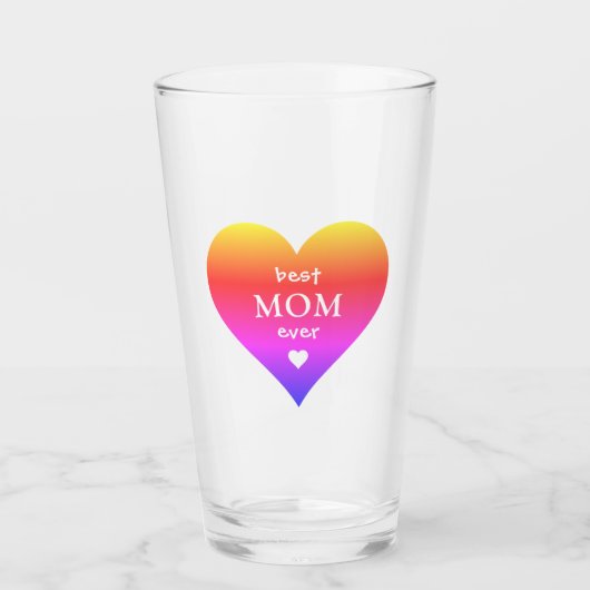 Verre Meilleure maman jamais Rainbow Coeur (Devant)