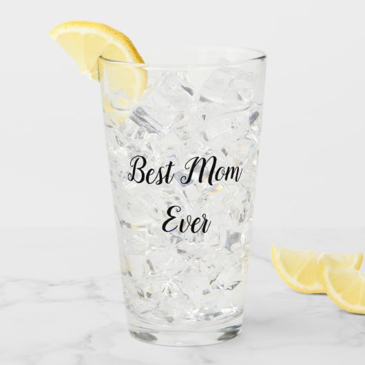 Verre Meilleure maman jamais texte rose (Devant glace)