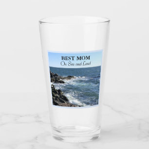 Verre Meilleure maman sur la mer et la terre bleu océan