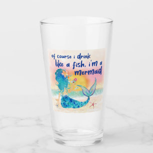 Verre Mer de Mermaid Boire Comme Un Poisson Plage Trop
