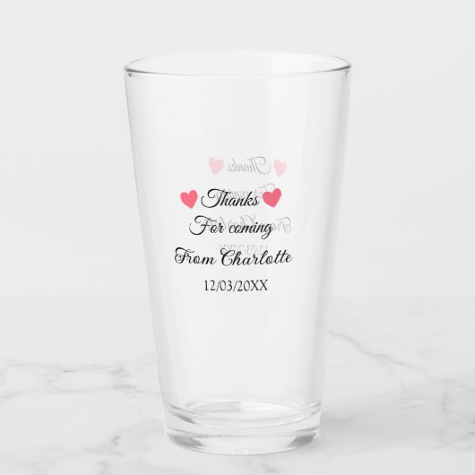 Verre merci d'être venu nom à ajouter message texte (Devant)