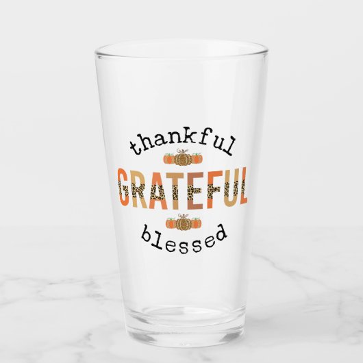 Verre Merci Grateful Blessé mignon automne Thanksgiving (Devant)