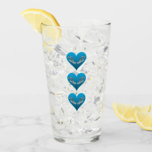 Verre Mérou - Cœurs bleus, disposés verticalement