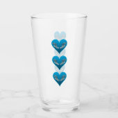 Verre Mérou - Cœurs bleus, disposés verticalement | (Devant)