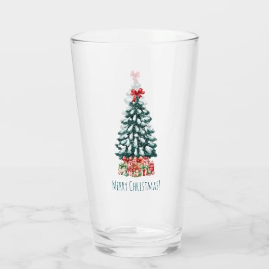 Verre Merry Christmas Snow Covered Pine Tree (Dos)