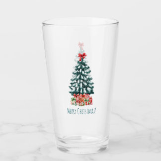 Verre Merry Christmas Snow Covered Pine Tree