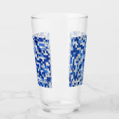 Verre Mess de petits carrés, tons bleu avec blanc (Gauche)