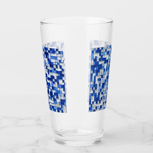 Verre Mess de petits carrés, tons bleu avec blanc (Gauche)