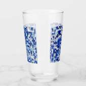 Verre Mess de petits carrés, tons bleu avec blanc (Droite)
