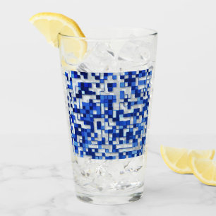 Verre Mess de petits carrés, tons bleu avec blanc