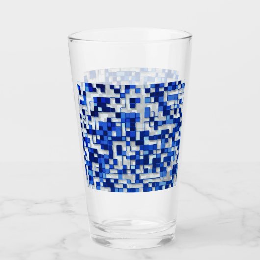 Verre Mess de petits carrés, tons bleu avec blanc (Devant)