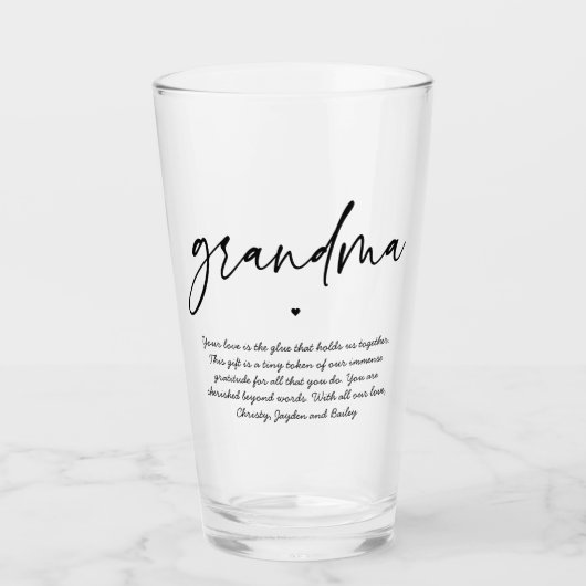 Verre Message personnalisé à grand-mère Élégante typogra (Devant)