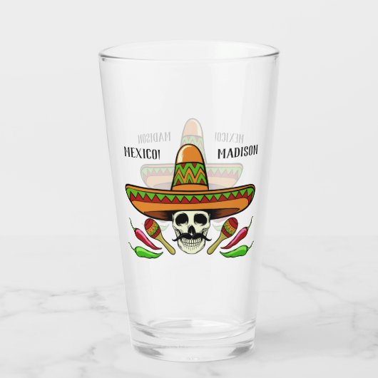 Verre mexicain fait sur commande de nom/de pinte (Dos)