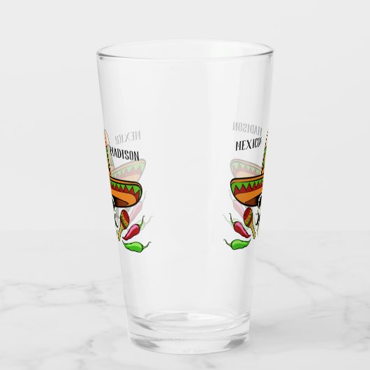Verre mexicain fait sur commande de nom/de pinte (Gauche)