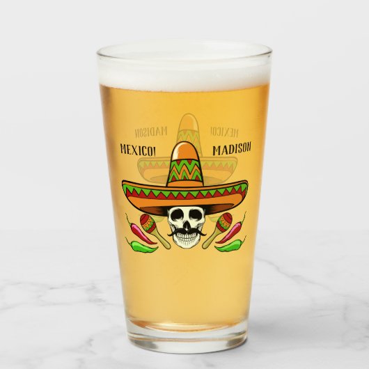 Verre mexicain fait sur commande de nom/de pinte (Dos (rempli))