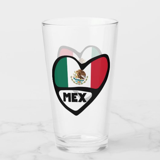 Verre Mexique Code Pays Coeur Drapeau, MEX (Dos)