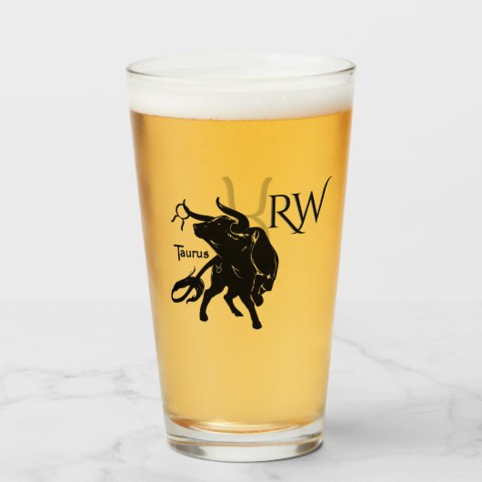 Verre Mighty Taurus the Bull Zodiac Monogramme (Devant (rempli))