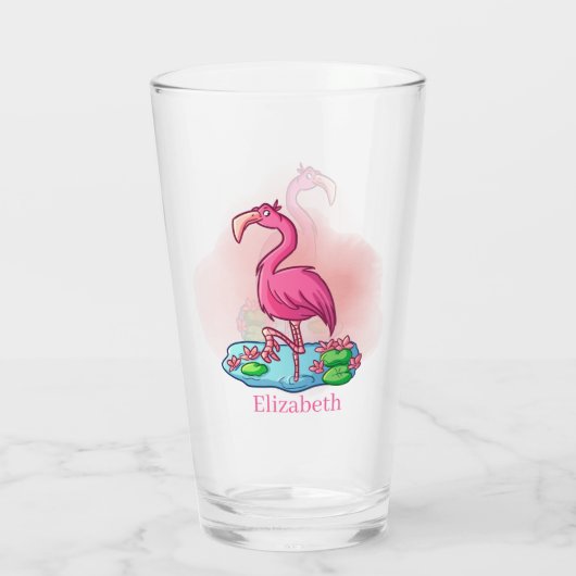 Verre mignon ajouter nom rose flamant (Dos)