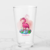 Verre mignon ajouter nom rose flamant (Devant)