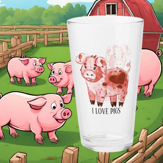 Verre mignon amoureux de porc ajouter nom