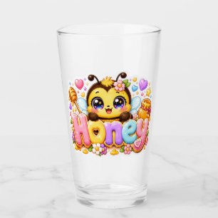 Verre Mignonne Abeille Miel Kawaii Nom Pastel Rose Étinc