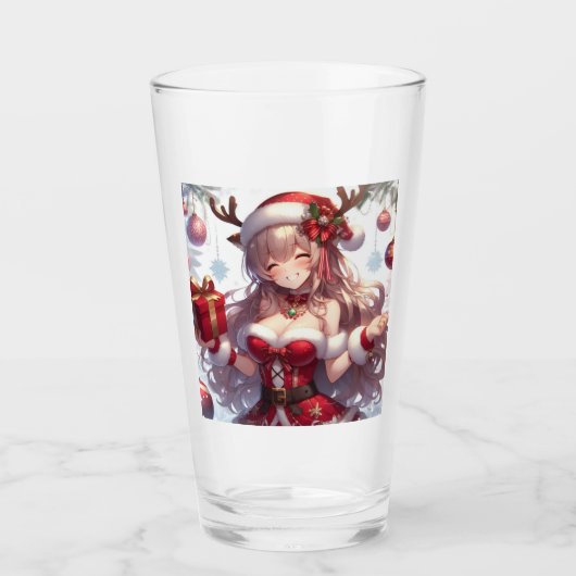 Verre mignonne fille de Noël anime (Devant)