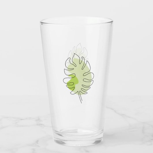 Verre Mignonne ligne art tropical isolé feuillage vert (Dos)